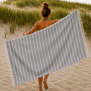 Serviette de plage Fouta en coton rayé de qualité supérieure, dernier design, pour adultes, en coton recyclé, au prix d'usine, fournisseur en Inde. - Product Image 5