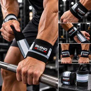 สายรัดข้อมือผ้าฝ้าย RHINO FITNESS แบบติดตีนตุ๊กแก สำหรับยกน้ำหนัก ป้องกันข้อมือสำหรับผู้ใหญ่ ใช้สำหรับการฝึกซ้อม - Product Image 4
