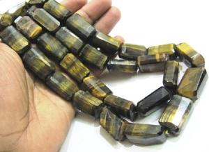 Perles en pierre semi-précieuse œil de tigre jaune naturel, forme pépite, 15x25mm, découpées au laser - Product Image 3