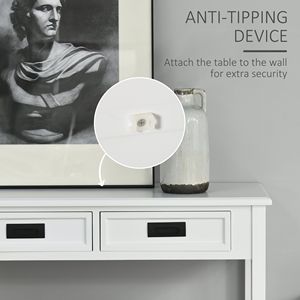 Consolle Moderna Bianca con 2 Cassetti Contenitori e Ripiano Aperto per Ingresso, Soggiorno o Camera da Letto - Per Uso Domestico o Commerciale - Product Image 5