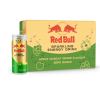 Red Bull Ginseng Taurine Power Energy Sparkling Apple Muscat Grape 250ml Canette/Bouteille Gazeuse Goût Fruité Sans Sucre Thaïlande
