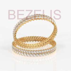 Brazalete de Diamantes Cultivados en Laboratorio con Corte Marquesa de Lujo en Oro Amarillo de 14K, Elegante Motivo de Hoja, Joyería Fina para Mujer - Product Image 4