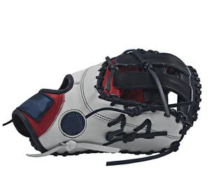 Guante de Béisbol Blanco con Costuras Rojas y Azules, Diseño de Malla H, para Lanzador Zurdo, Duradero, Cómodo, Tela No Tejida, 33 Pulgadas - Product Image 3
