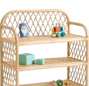 Wholesale Eco Friendly Rattan Shelving Diamond Lattice Back Style Storage Organizer Cute Nursery Bedroom <b>Book</b> Display <b>Stand</b> - Product Image 4