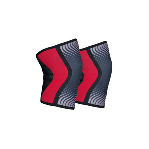 Genouillère de protection sportive élastique pour homme, bicolore rouge et noir - Product Image 3