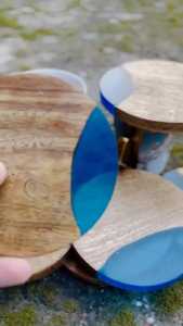 Handcrafted Resin River Wooden Coaster <b>Set</b> Elegant Acacia Wood Drink Coasters <b>for</b> <b>Dining</b> <b>Table</b> & Bar Accessories - Product Image 6