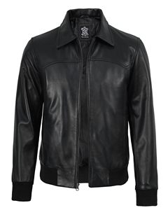 <b>Men's</b> <b>Genuine</b> <b>Leather</b> Bomber <b>Jacket</b> Stand Collar Zip Up Outerwear Casual Streetwear Bomber <b>Leather</b> <b>Jacket</b> for <b>Men</b> - Product Image 3