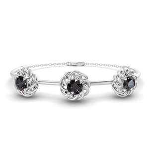 Pulsera Abrible de Oro Rosa de 14 Quilates con Espiral y Diamante Negro de Laboratorio Redondo (1 Ct.) Tw. Pulseras de Joyería para Compromiso y Boda - Product Image 5