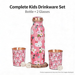 Botella de Agua Metálica Rosa con Diseño Floral y Tazas con Forma de Conejo, Set de Bebidas Portátil para Viaje - Product Image 5