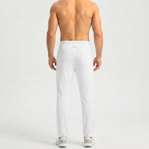 <b>Men's</b> <b>White</b> Sweatpants Elastic Waist Drawstring Side Pockets Lightweight Casual Jogger <b>Pants</b> Spring Breathable Knitted Fabric - Product Image 2