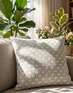 Classic Subtle Floral Print Square 100% Cotton Vintage Decorative <b>Cushion</b> <b>Cover</b> - Product Image 1