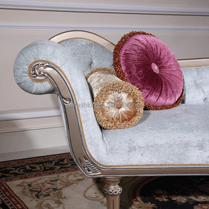 <span class=keywords><strong>Chaise</strong></span> <span class=keywords><strong>Longue</strong></span> de Madera Maciza Estilo Francés, Sofá Cama Tapizado en <span class=keywords><strong>Terciopelo</strong></span> <span class=keywords><strong>Azul</strong></span> con Detalles Dorados, Muebles para el Hogar, Apartamento, Sala de Estar, Dormitorio, Hotel - Product Image 3