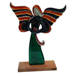 Nouvel ornement de table Sculpture d'ange de noël avec base en bois ornements de décor de chambre esthétique moderne - Product Image 2