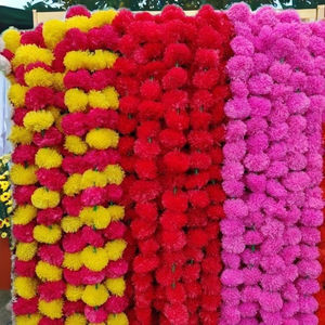 Indian Wedding Decoration Artificial Marigold <b>Garland</b> With Bells Artificial <b>Flower</b> String Mehndi Haldi Decor <b>Garland</b> At Best - Product Image 2