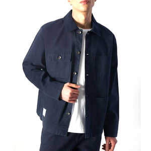 New Arrival Winter Streetwear Custom Logo High Quality Contrast Color Men's Waterproof Breathable Zipper Cotton <b>Canvas</b> <b>Jackets</b> - Product Image 2