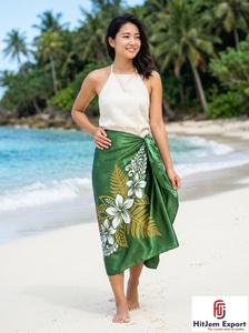 Paréo Sarong Hawaïen Personnalisé en Satin à Pois Tissé, Motif Floral Tropical, Léger, pour la Plage, Fabrication OEM ODM - Product Image 3