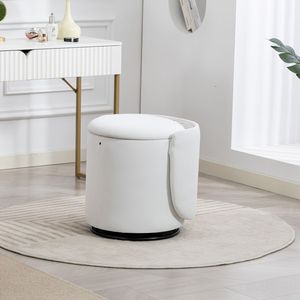Elegante Taburete Giratorio 360 Grados Tapizado con Almacenamiento Integrado para Dormitorio, Comedor y Tocadores de Maquillaje, con Asiento Acolchado Suave - Product Image 5