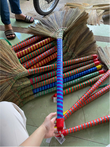 Eco2go Vietnam Eco-Friendly Natural Grass Broom Long Wooden Handle | Durable Heavy Duty Portable Flagged Bristle Sweeping Broom - Product Image 2