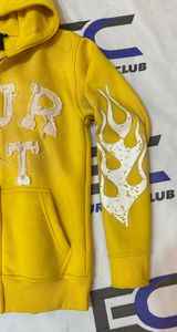Sudadera con capucha para hombre de streetwear al por mayor, con apliques, bordado desgastado, efecto descolorido por el sol, con cremallera, serigrafía y contorno de pedrería - Product Image 2