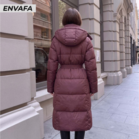 Veste longue matelassée en polyester tissé pour femme, idéale pour le bureau en hiver, coupe-vent et tendance