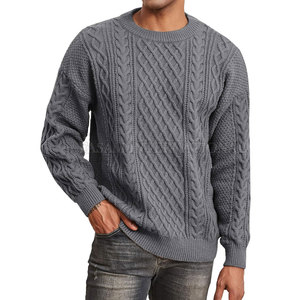 Pull tricoté décontracté pour homme, couleur unie, faible MOQ, pour usage extérieur, vente en gros - Product Image 1