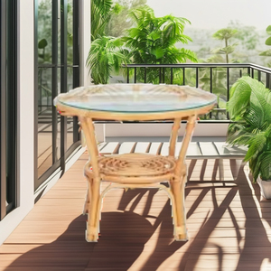 Vente chaude Bahama #23 Table Basse En Rotin avec Plateau En Verre Élégant pour Salon Meubles De Style Asiatique De L'Indonésie - Product Image 1