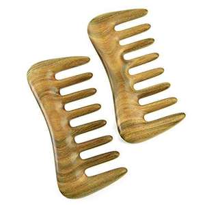 Peigne démêlant en bois naturel à dents larges en bois de santal anti-statique pour cheveux bouclés - Product Image 4