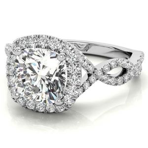 Anillo de Moissanita Corte Cojín, Plata de Ley 925, Chapado en Oro Blanco, Anillo de Compromiso Solitario, Regalo de Boda para Ella - Product Image 4