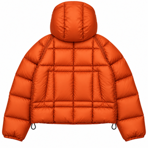 Chaqueta Acolchada de Poliéster con Capucha Personalizada para Hombre, Cortavientos, Invierno, Naranja, Cierre de Cremallera, Corte Regular, Gruesa, Informal - Product Image 2