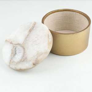 Bol en pierre polie fait main au design raffiné, base dorée, dessus en marbre blanc, vaisselle de table idéale pour offrir - Product Image 3