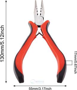 Pince à sertir en acier inoxydable, outil de sertissage pour bijoux, pour travaux de fil et perles à sertir, avec poignée rouge, pour la fabrication de bijoux, 1 pièce - Product Image 6