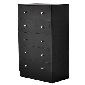Cassettiera in truciolato nero opaco con impiallacciatura in melamina, mobiletto 4+2 cassetti 66*40*111cm, maniglie oro opaco - Product Image 2