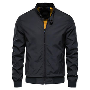 <b>Men's</b> White Racer <b>Jacket</b> Hooded Stand Collar Zipper Closure Casual Autumn Regular Fit Polyester Shell Slim Style Patchwork Front - Product Image 5
