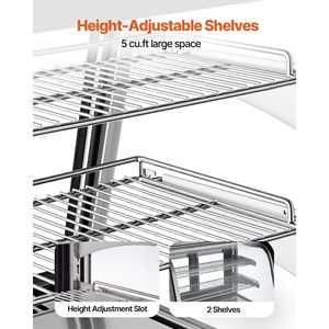 Vetrina Refrigerata da Banco per Pasticceria, 5 Cu.Ft./145L, 2 Ripiani, con Illuminazione LED, per Cucine Commerciali - Product Image 5