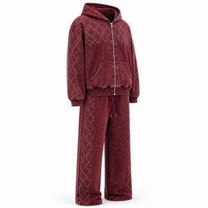 Unisex Windproof Fleece Solid 2 1 Design Hooded Loose <b>Fit</b> Tracksuit Set Full Sleeve Drawstring Pants Casual Autumn Wear - Product Image 5