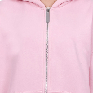 เสื้อฮู้ดซิปผู้หญิง ผ้าฟลีซเนื้อนุ่ม ซิปยาวด้านหน้า ฮู้ดปรับได้ แขนยาว มีกระเป๋าข้าง ทรงหลวม สวมใส่สบาย เหมาะสำหรับฤดูหนาว - Product Image 3