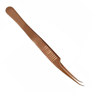 Pince à cils en or rose de 13 cm de long, en acier inoxydable, pointe pointue extra dentelée, pince de couleur magnifique pour enlever les cils - Product Image 2