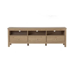 Mueble para TV hecho de madera de teca maciza de alta calidad con espacio de almacenamiento en color madera natural para uso en sala de estar interior. - Product Image 2