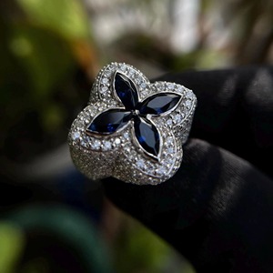 Vintage Floral Moissanite Halo <b>Cocktail</b> <b>Ring</b> 14K Solid <b>Gold</b> Hip Hop Elegant Statement <b>Ring</b> Gift for Men - Product Image 1