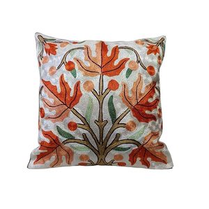 Housse de coussin carrée brodée florale en cachemire avec fermeture éclair, antistatique, 100 % polyester, décoration intérieure classique - Product Image 1