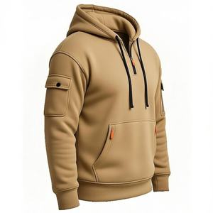 Sweat à capuche décontracté d'hiver de haute qualité, personnalisable avec logo, respirant, épais, surdimensionné, multi-poches pour usage quotidien - Product Image 2