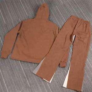 Econex Sports 2025Custom 100% Cotton 3D Puff Print <b>Hoodie</b> <b>Fleece</b> Baggy Stacked Flared Sweatpantsand <b>Hoodie</b> Set Custom Sweat Suit - Product Image 4