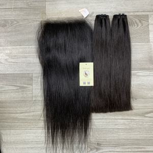 100% Cutículas de cabello vietnamita crudo alineadas mechones negros rectos naturales Swiss 5x5 6x6 HD cierre cabello humano de encaje - Product Image 3