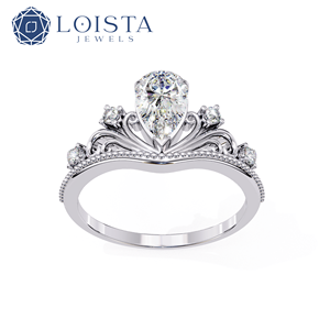 Bague Solitaire et Alliance Éternité en Diamant de Laboratoire Taille Poire de Haute Qualité Or 14K 18K Vente en Gros Fournisseur de Bijoux Fins Loista - Product Image 2