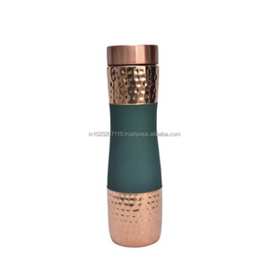 Smooth polished copper <b>water</b> <b>bottle</b> with seamless body for ayurvedic detoxification immunity and skin health support - Product Image 1