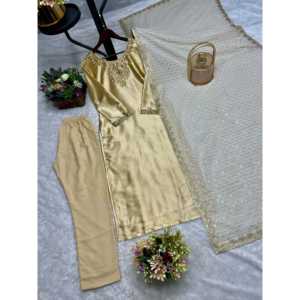 Ensemble fantaisie haut-bas et Dupatta pour femme avec broderie élégante - Product Image 2