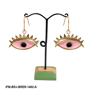 Pendientes de latón hechos a mano con forma de ojo, de moda, con esmalte rosa y pestañas de alambre intrincadas, resistentes al deslustre, para compromiso femenino - Product Image 2