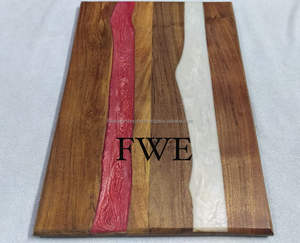 Planche à découper de charcuterie en bois d'acacia et résine époxy avec poignée Planche à fromage de luxe de Falak World Export par FWE - Product Image 3