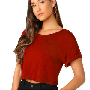 T-shirt court pour femme, protection solaire, matière coton polyester respirante, anti-transpiration, écologique, sans couture - Product Image 1
