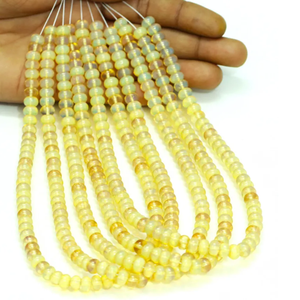 Hermosas cuentas de cuarzo transparente en tono amarillo dorado, forma redonda y lisa, cuentas de cuarzo de 7-8 mm, cuentas de piedras preciosas lisas, cuentas para joyería artesanal. - Product Image 1